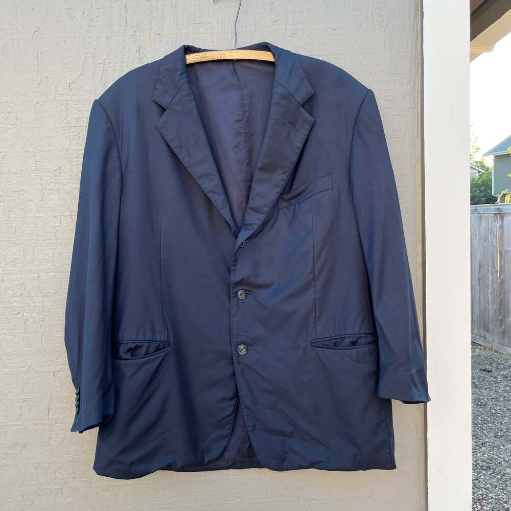 Ermenegildo Zegna 3 Button Off Black Wool Blazer
